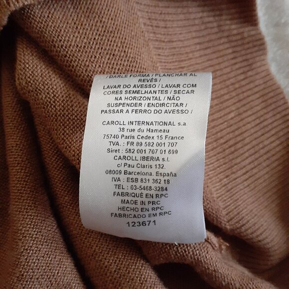 Caroll Paris Women's Size Small Camel Brown Wool Blend Pullover Classic Sweater - Picture 8 of 10